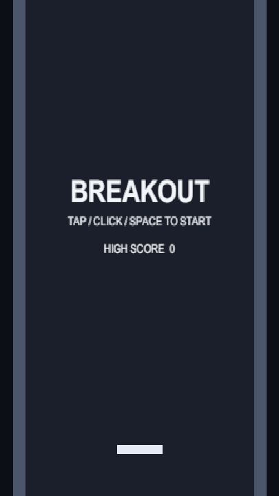Claude Code 版のタイトル画面。BREAKOUT の文字とハイスコア表示